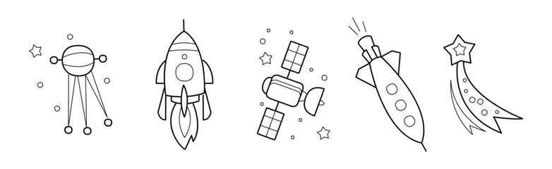 Outer Space and Universe Icon in Outline Style Vector Set