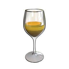 3d glass of wine isolated on transparent background