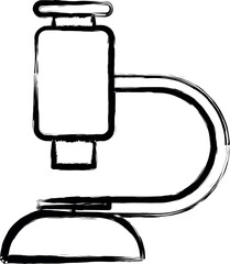 Microscope, scientific vector icon in grunge style