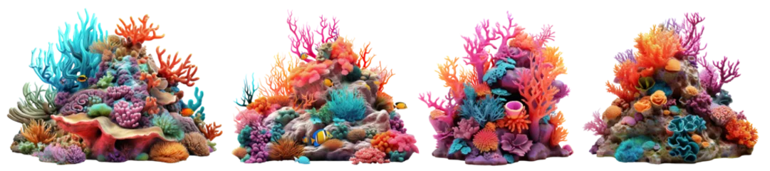 Foto op Plexiglas Set of coral reefs, cut out © Yeti Studio
