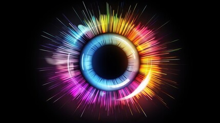 vibrant multicolored iris animation with rainbow lines – eye concept in 4k 3d rendering - obrazy, fototapety, plakaty
