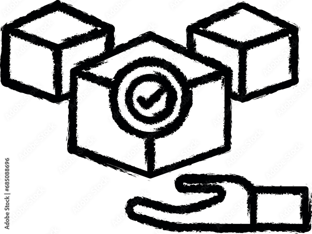 Poster verification, block chain vector icon in grunge style
