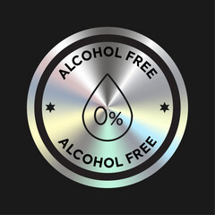 Alcohol Free cosmetic packaging icon, stamp, badge, round, seal vector - obrazy, fototapety, plakaty