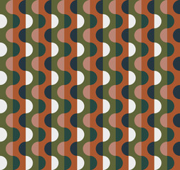 Abstract background of geometric design. Vector seamless pattern with Retro Mid Century colors. ready to use for textile, cloth, wrap and other. Mid-Century Abstract Vector Pattern