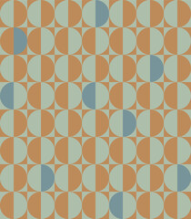 Abstract background of geometric design in Bauhaus style. Vector seamless pattern with Retro Mid Century colors. ready to use for textile, cloth, wrap and other. Mid-Century Abstract Vector Pattern 