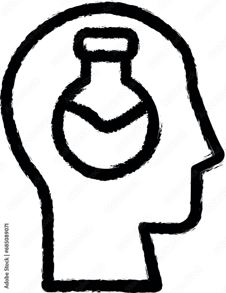 Poster head flask vector icon in grunge style