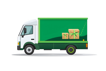 green truck on white background, vector graphic.