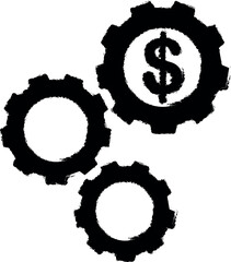 gear, setting, usd vector icon in grunge style