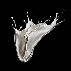 Milk or white liquid splash on black background