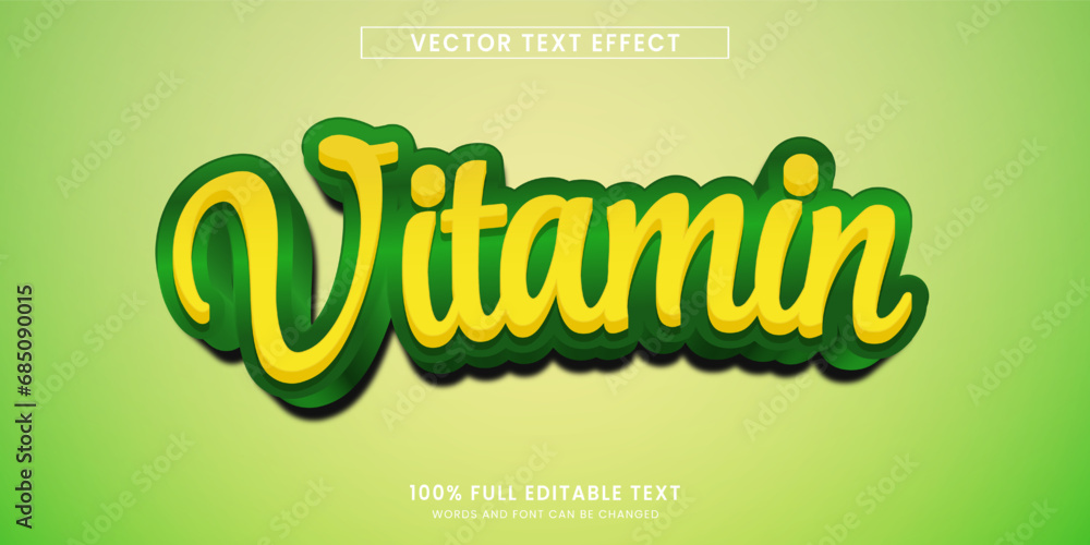 Poster vector design editable text effect, vitamin text style