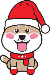 An illustration featuring a Christmas Dog adorned with Santa's hat, ideal for crafting a myriad of delightful content such as presentations, graphics, video editing, and more.