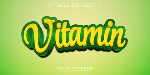 Vector design editable text effect, vitamin text style
