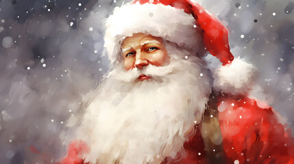 Painting of Santa Claus, Happy Christmas Santa Claus Xmas Festival banner, Christmas Festival Santa