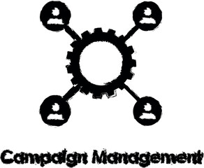gear, worker, campaign management vector icon in grunge style