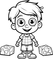 Toy cartoon vector stock, coloring page black and white