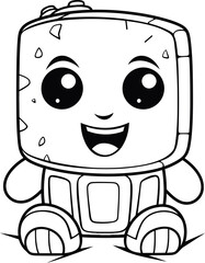 Tv cartoon stock, coloring page black and white