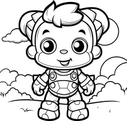 Toy cartoon vector stock, coloring page black and white
