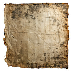 vintage aged brown paper with a grunge texture isolated on a transparent background