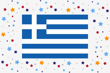 Obraz premium Greece Flag Independence Day Celebration With Stars