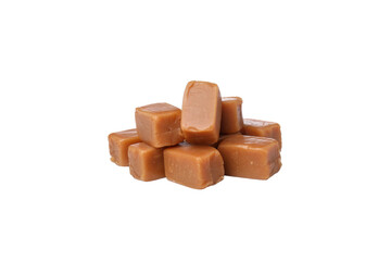 PNG,Cubes of salted caramel , isolated on white background