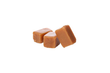 PNG,Cubes of salted caramel , isolated on white background