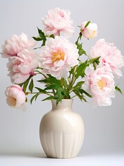 Bouquet of white peonies in a vase.