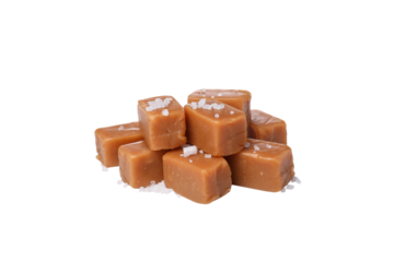PNG,Cubes of salted caramel , isolated on white background