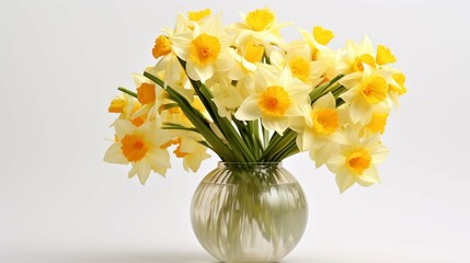 bouquet yellow narcissus flower in a glass vase