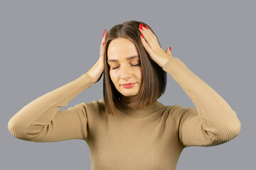 Mindfulness to fight stress concept. Woman portrait.