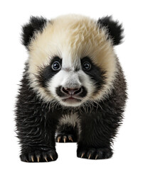 Fototapeta premium Cute Panda isolated cutout on transparent background. for advertisement. product presentation. banner, poster, card, t shirt, sticker.
