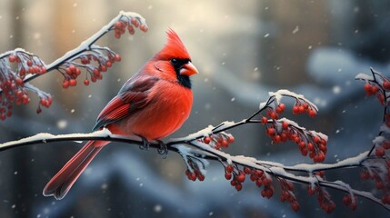 red cardinal in winter