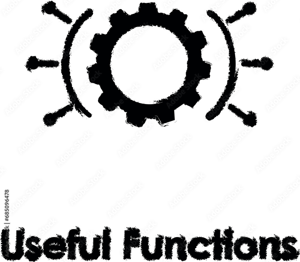 Poster gear, useful functions vector icon in grunge style