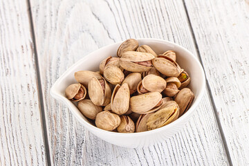 Salted tasty pistachio nuts heap