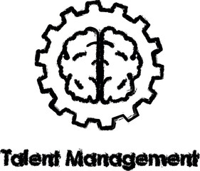 gear, brain, settings vector icon in grunge style