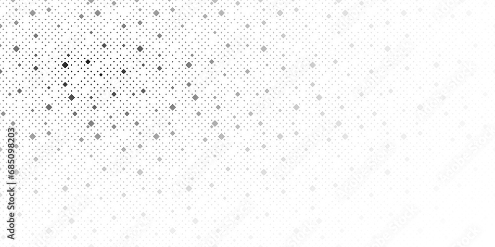 Poster abstract pattern with small squares and pixels. black dots on white background. halftone illustratio