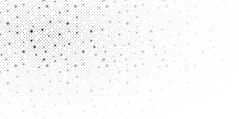 Abstract pattern with small squares and pixels. Black dots on white background. Halftone illustration.
