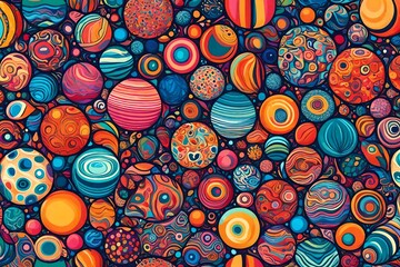 "Dive into a world of vibrant creativity with multicolored decorative balls in this abstract vector illustration