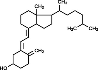 Cholecalciferol structural formula,  vitamin D3 vector illustration