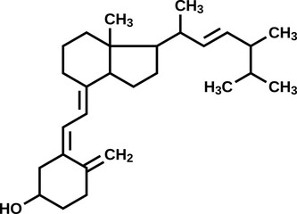 Ergocalciferol structural formula, vitamin D2 vector illustration
