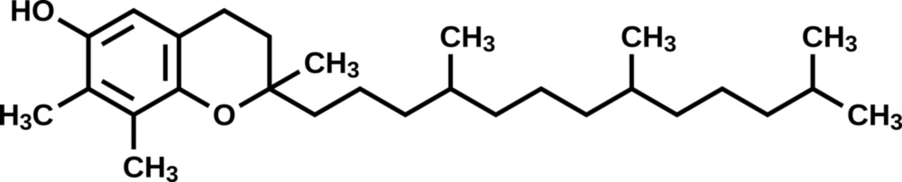 Gamma-tocopherol structural formula, vitamin E vector illustration