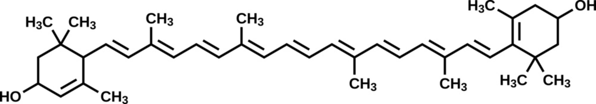 Lutein structural formula, vector illustration