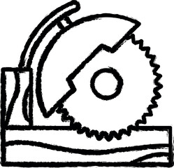 Carpentry, circular saw line vector vector icon in grunge style