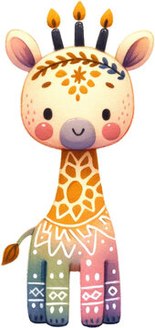 cute giraffe with candles, colorful, whimsical clip art preview