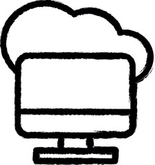 Cloud, monitor vector icon in grunge style