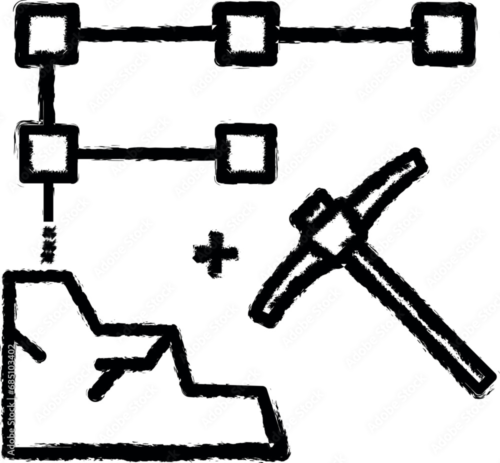 Aufkleber data analysis, mining, database vector icon in grunge style