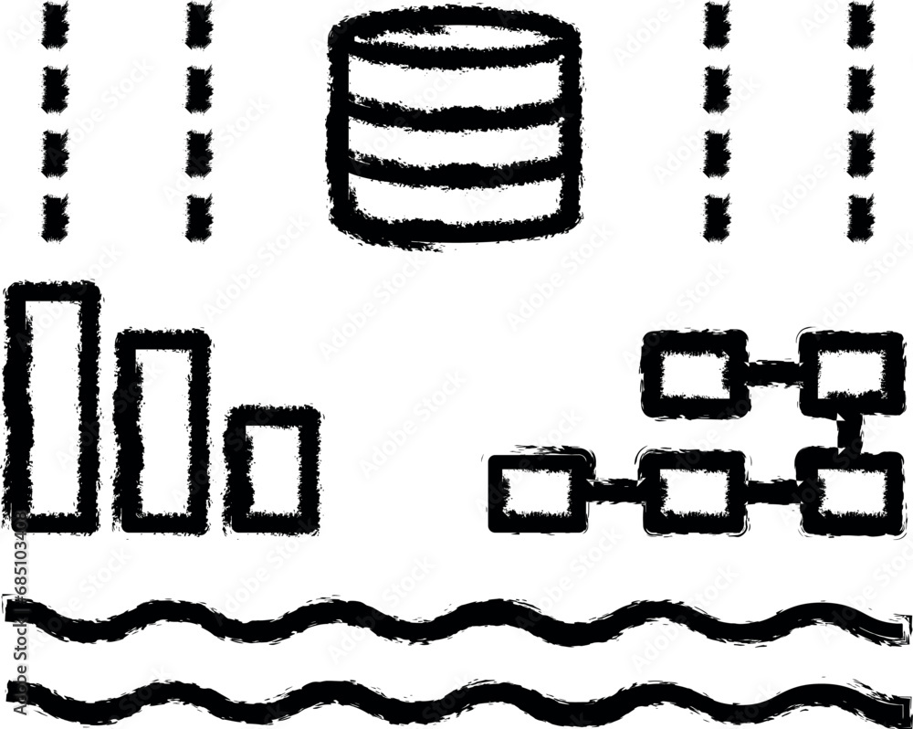 Poster binary data, analysis vector icon in grunge style