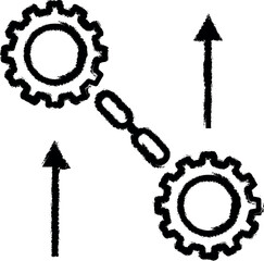 big data, gear, arrow vector icon in grunge style