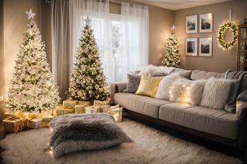 Christmas tree with presents. Christmas Decoration Background. Banner.