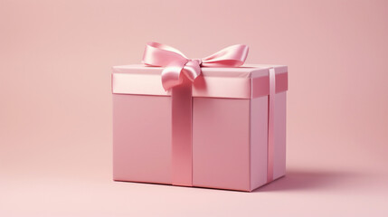 Pink gift box on blurred bokeh background