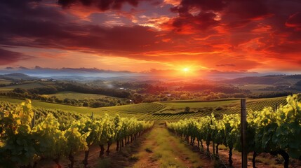 grape vineyard wine drink sunset over vineyard illustration ry sunfruit, vine farm, rural country grape vineyard wine drink sunset over vineyard - obrazy, fototapety, plakaty